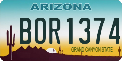 AZ license plate BOR1374