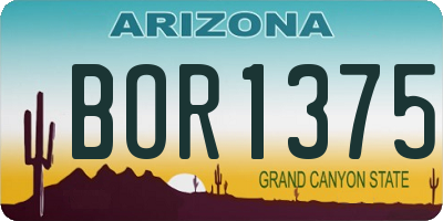 AZ license plate BOR1375