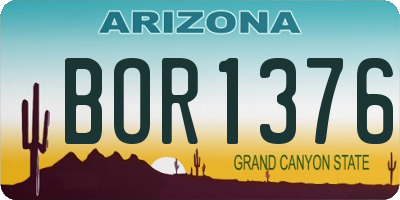 AZ license plate BOR1376