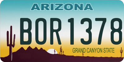 AZ license plate BOR1378