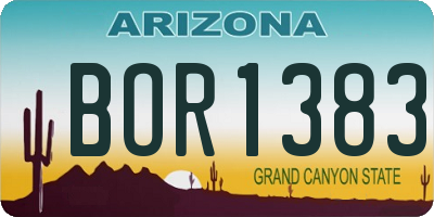 AZ license plate BOR1383