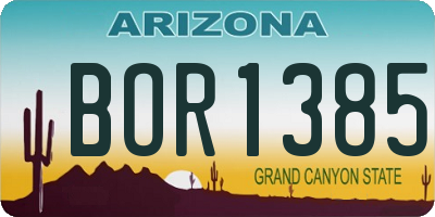 AZ license plate BOR1385