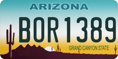 AZ license plate BOR1389
