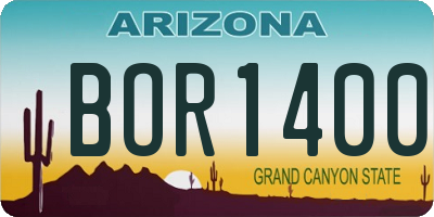 AZ license plate BOR1400
