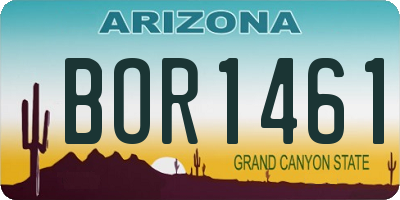 AZ license plate BOR1461