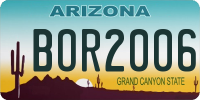 AZ license plate BOR2006