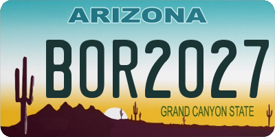 AZ license plate BOR2027