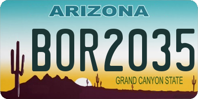 AZ license plate BOR2035