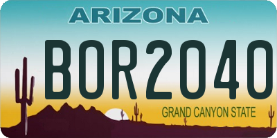 AZ license plate BOR2040