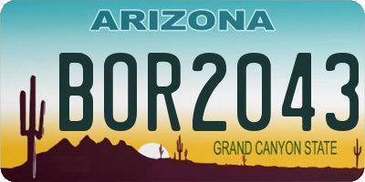 AZ license plate BOR2043