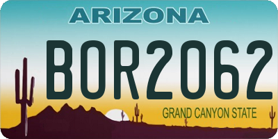 AZ license plate BOR2062