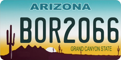 AZ license plate BOR2066