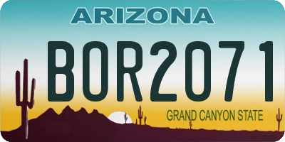 AZ license plate BOR2071