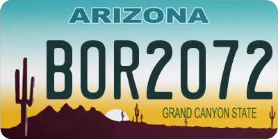AZ license plate BOR2072