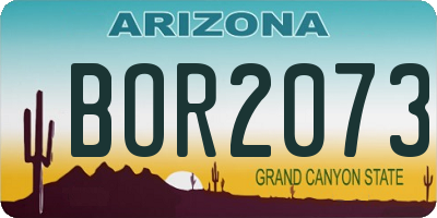AZ license plate BOR2073