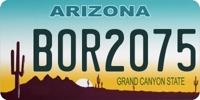 AZ license plate BOR2075