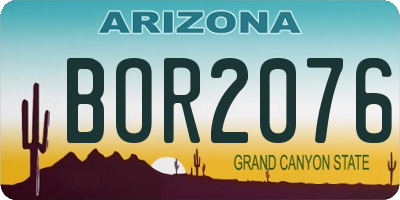 AZ license plate BOR2076