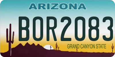 AZ license plate BOR2083