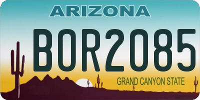 AZ license plate BOR2085