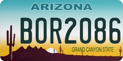 AZ license plate BOR2086