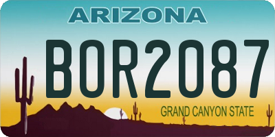 AZ license plate BOR2087