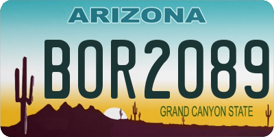 AZ license plate BOR2089