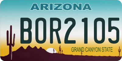 AZ license plate BOR2105