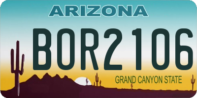 AZ license plate BOR2106