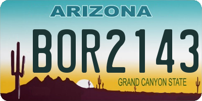 AZ license plate BOR2143
