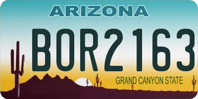 AZ license plate BOR2163