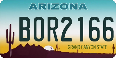 AZ license plate BOR2166