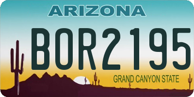 AZ license plate BOR2195