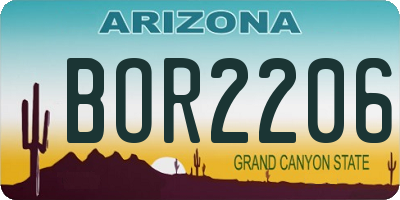 AZ license plate BOR2206