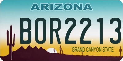AZ license plate BOR2213