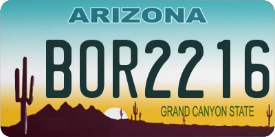AZ license plate BOR2216