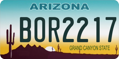 AZ license plate BOR2217