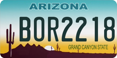 AZ license plate BOR2218