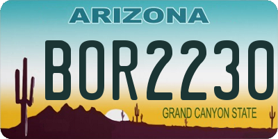 AZ license plate BOR2230