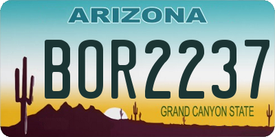 AZ license plate BOR2237
