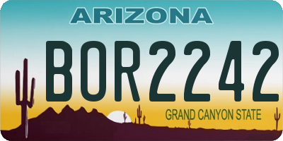 AZ license plate BOR2242