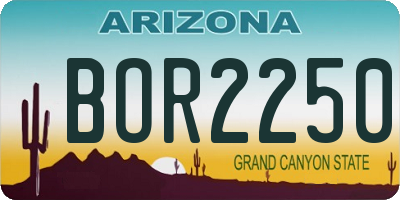 AZ license plate BOR2250