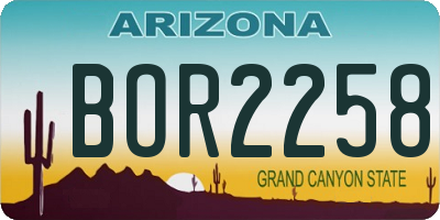 AZ license plate BOR2258