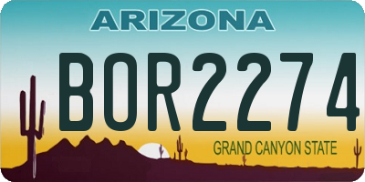 AZ license plate BOR2274