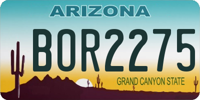 AZ license plate BOR2275