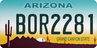 AZ license plate BOR2281