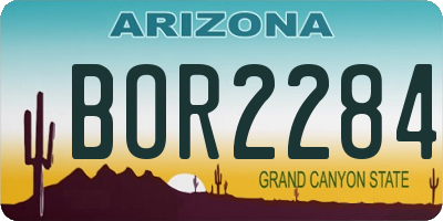 AZ license plate BOR2284