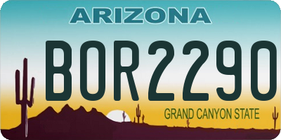 AZ license plate BOR2290