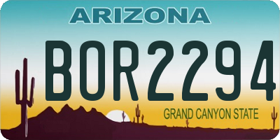 AZ license plate BOR2294