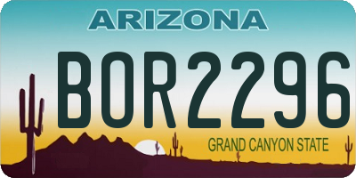AZ license plate BOR2296