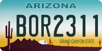 AZ license plate BOR2311